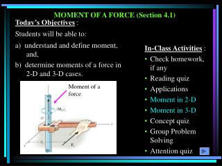 MOMENT OF A FORCE (Section 4.1)