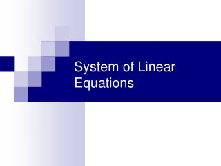 System of Linear Equations