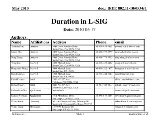 Duration in L-SIG