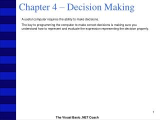 Chapter 4 – Decision Making