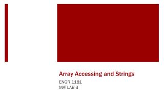 Array Accessing and Strings