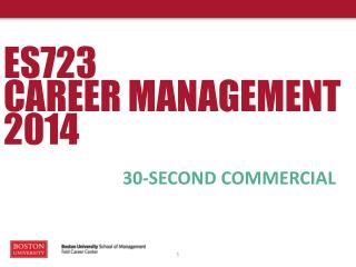 ES723 CAREER MANAGEMENT 2014