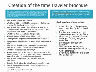 Creation of the time traveler brochure