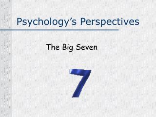 Psychology’s Perspectives