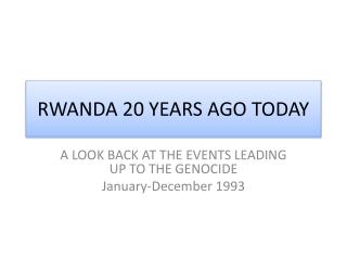 RWANDA 20 YEARS AGO TODAY