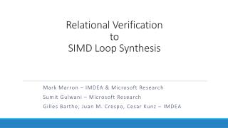 Relational Verification to SIMD Loop Synthesis