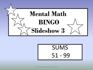 Mental Math BINGO Slideshow 3