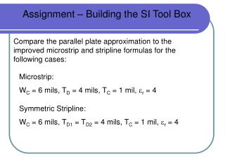 Assignment – Building the SI Tool Box