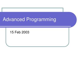 Advanced Programming