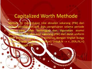 Capitalized Worth Methode