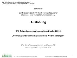 DW Die Wohnungswirtschaft und Aareon AG Hamburg/Mainz, September 2014