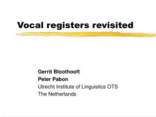 Vocal registers revisited