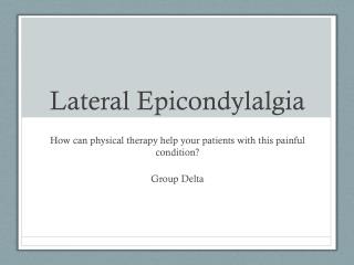 Lateral Epicondylalgia