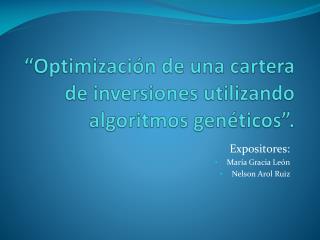 “Optimización de una cartera de inversiones utilizando algoritmos genéticos”.
