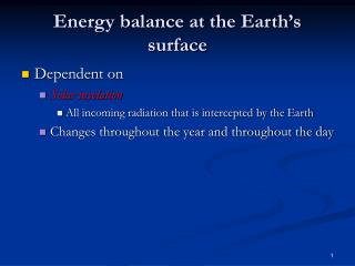 Energy balance at the Earth’s surface