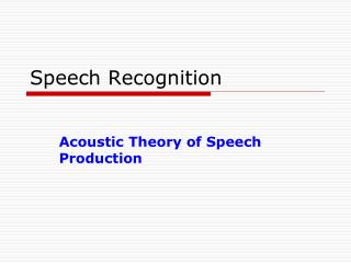 Speech Recognition