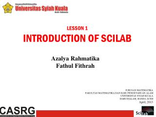 LESSON 1 INTRODUCTION OF SCILAB