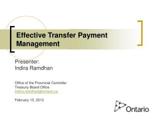 Effective Transfer Payment Management