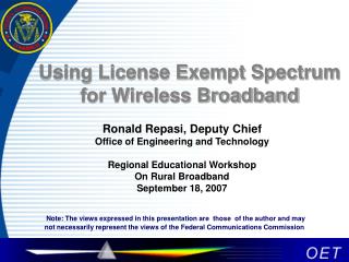 Using License Exempt Spectrum for Wireless Broadband