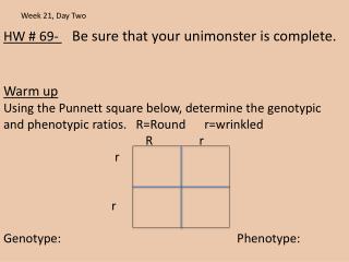 HW # 69- Be sure that your unimonster is complete. Warm up