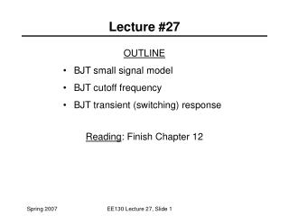 Lecture #27