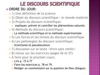 LE DISCOURS SCIENTIFIQUE