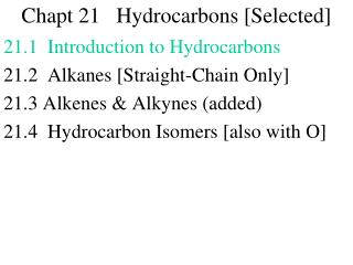 Chapt 21 Hydrocarbons [Selected]