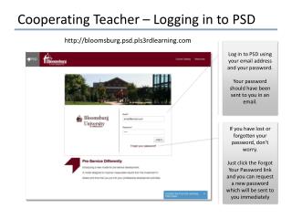 Cooperating Teacher – Logging in to PSD