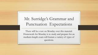 Mr. Surridge’s Grammar and Punctuation Expectations