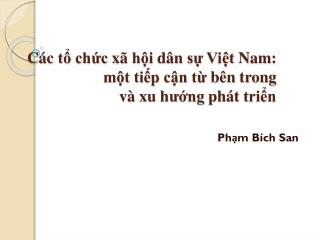 Các tổ chức xã hội dân sự Việt Nam: một tiếp cận từ bên trong và xu h ướng phát triển