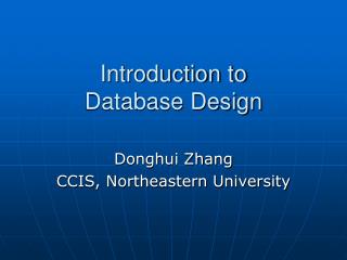 Introduction to Database Design