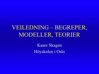 VEILEDNING – BEGREPER, MODELLER, TEORIER