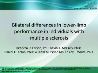 Bilateral differences in lower-limb performance in individuals with multiple sclerosis