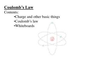 Coulomb’s Law Contents: Charge and other basic things Coulomb’s law Whiteboards