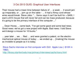 3 Oct 2013 GUIS: Graphical User Interfaces