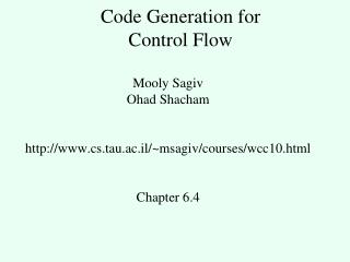 Code Generation for Control Flow