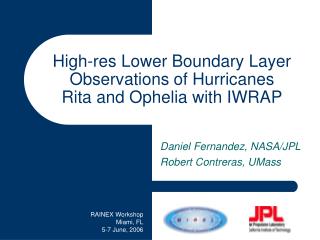 High-res Lower Boundary Layer Observations of Hurricanes Rita and Ophelia with IWRAP