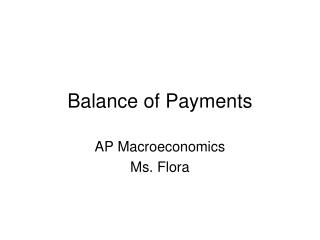 Balance of Payments