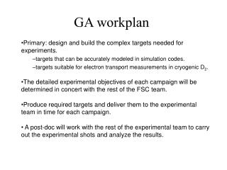 GA workplan