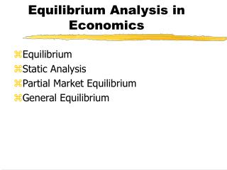 Equilibrium Analysis in Economics