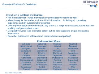 Consultant Profile &amp; CV Guidelines