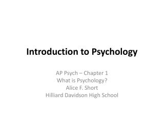 Introduction to Psychology