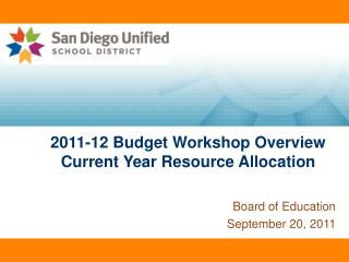 2011-12 Budget Workshop Overview Current Year Resource Allocation