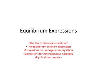 Equilibrium Expressions