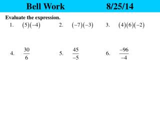 Bell Work			8/25/14