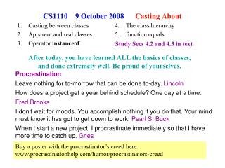 CS1110 9 October 2008 Casting About