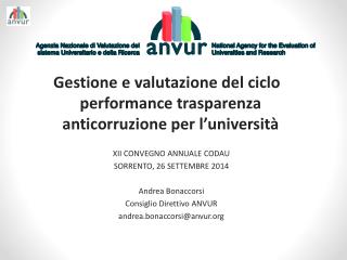 Gestione e valutazione del ciclo performance trasparenza anticorruzione per l’università