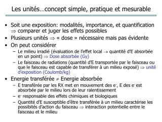 Les unités…concept simple, pratique et mesurable