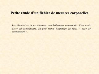 Petite étude d’un fichier de mesures corporelles