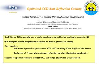 Optimised CCD Anti-Reflection Coating